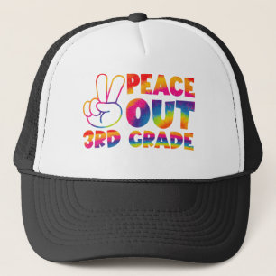 Peace Out Third Grade Tie Dye Last Day 3rd Grade Trucker Hat