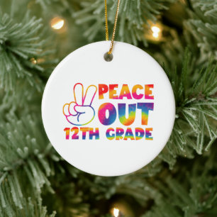 Peace Out Twelfth Grade Tie Dye 12th Grade Ceramic Tree Decoration