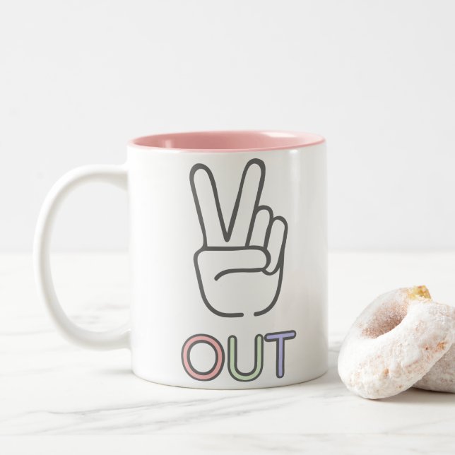 Peace out Two-Tone coffee mug (With Donut)