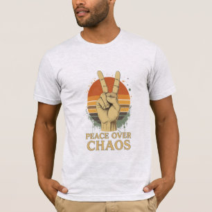 Peace Over Chaos – Retro Sunset Statement T-Shirt