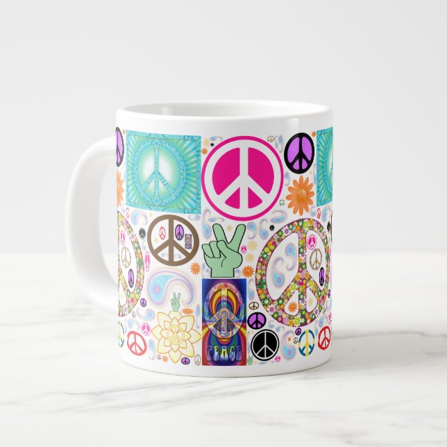 Peace & Paisley Collage Large Coffee Mug (Front Left)