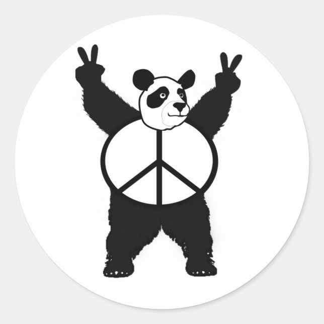 Peace Panda Classic Round Sticker (Front)
