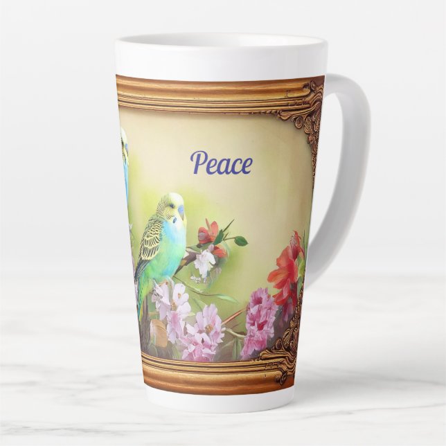 Peace Parakeets  Latte Mug (Right Angle)