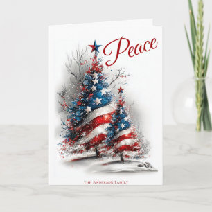 Peace Patriotic Christmas Tree  Card