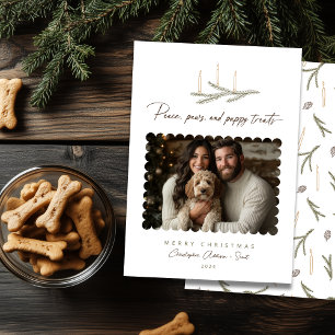 Peace Paws Puppy Treats Rustic Botanical Photo Dog Holiday Card