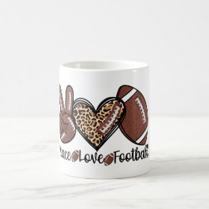Peace Peace Love Football USA – Patriotic Sports Coffee Mug