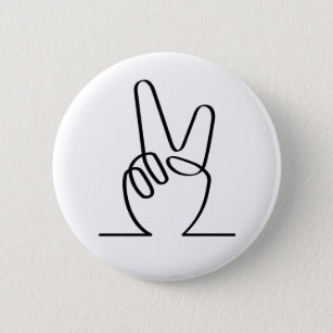 Peace peace symbol. V fingers for freedom. 6 Cm Round Badge