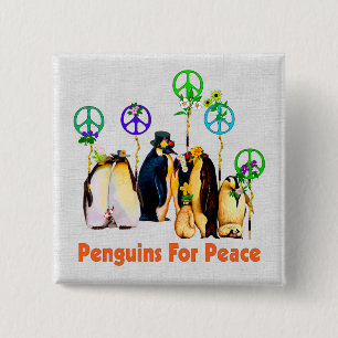 Peace Penguins 15 Cm Square Badge