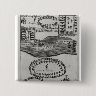 Peace pipe dance of the Iroquois 15 Cm Square Badge