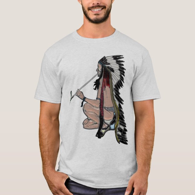 Peace Pipe Native American POPART Apparel T-Shirt (Front)