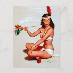 Peace Pipe Pin Up Postcard