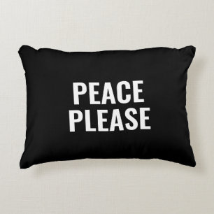 Peace Please black and white modern typography Decorative Cushion