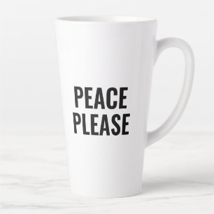 Peace please black and white text anti war protest latte mug