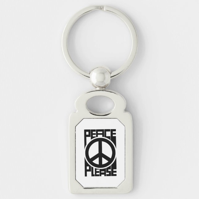 Peace Please Black Lettering Key Ring (Front)