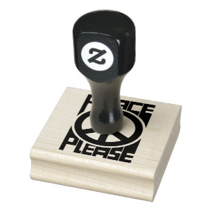 Peace Please Black Lettering Rubber Stamp