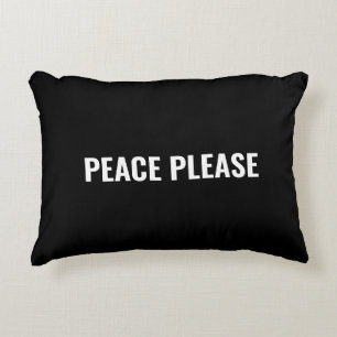 Peace please black white custom text minimalist decorative cushion