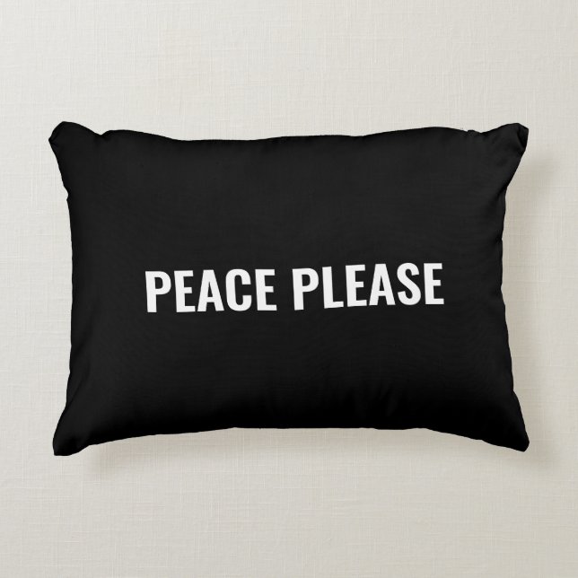 Peace please black white custom text minimalist decorative cushion (Front)