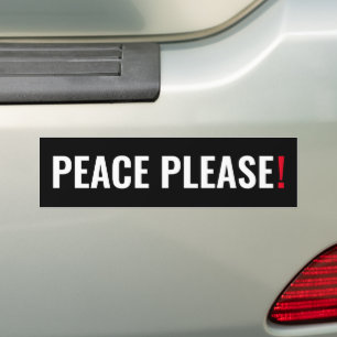 Peace please black white red minimalist anti war bumper sticker