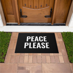 Peace please black white text anti war protest doormat