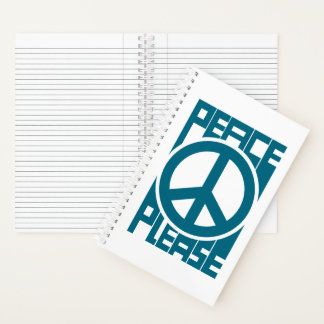 Peace Please Blue Lettering Notebook
