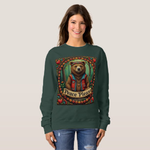 Peace Please Cute brown bear Sweatshirt