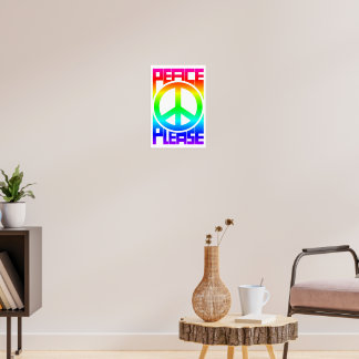 Peace Please Rainbow Lettering Poster