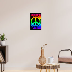Peace Please Rainbow Lettering Poster