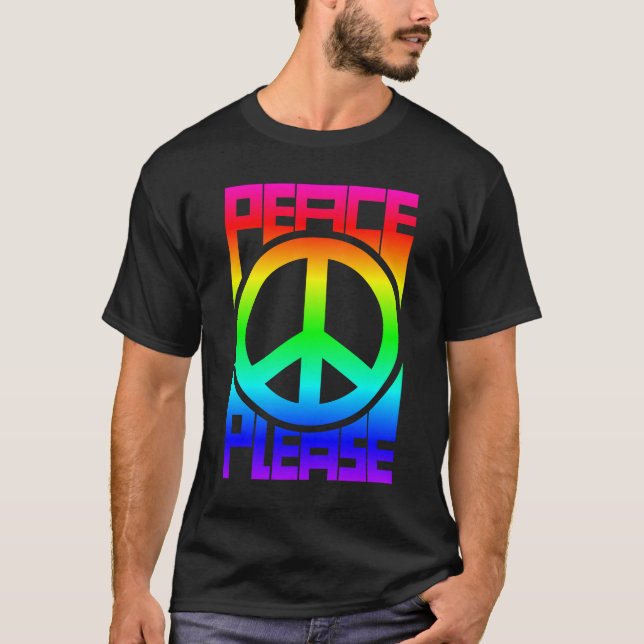 Peace Please Rainbow Lettering T-Shirt (Front)