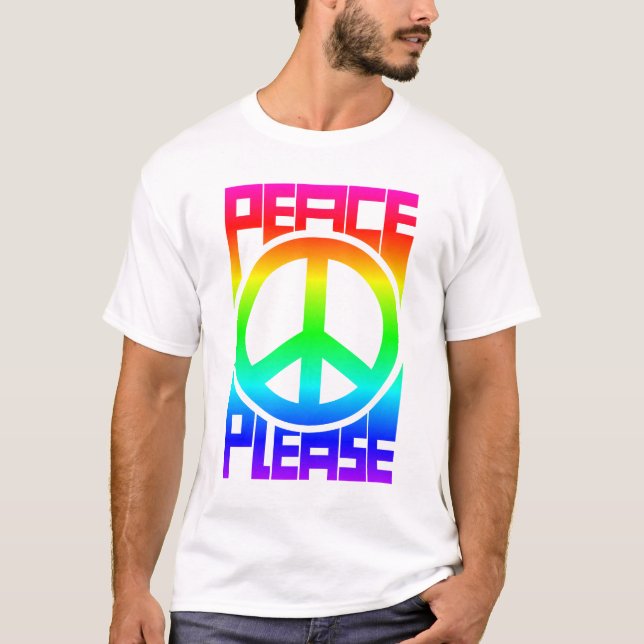 Peace Please Rainbow Lettering T-Shirt (Front)