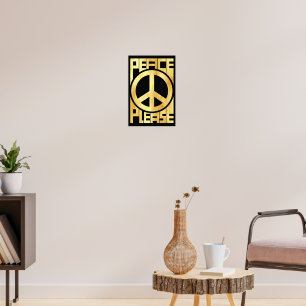 Peace Please Soft Gold Lettering Poster