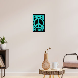 Peace Please Turquoise Lettering Poster