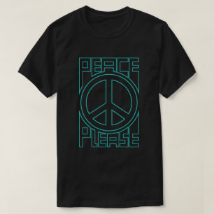 Peace Please Turquoise Outline Lettering T-Shirt