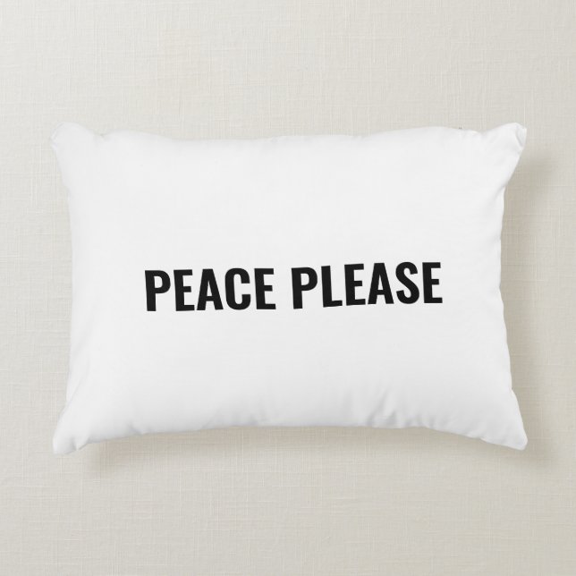 Peace please white black custom text minimalist decorative cushion (Front)
