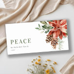 Peace Poinsettia Bunch Watercolor Pine Christmas Holiday Card<br><div class="desc">If you need any further customisation please feel free to message me on yellowfebstudio@gmail.com.</div>