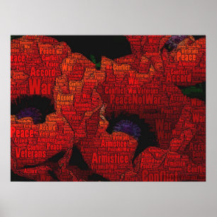 Peace Poppies word art design Poster