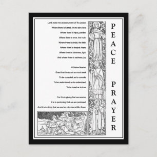 PEACE PRAYER OF ST. FRANCIS BLACK & WHITE POSTCARD