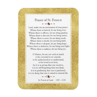 Peace Prayer of St. Francis Gold Glitter Frame Magnet