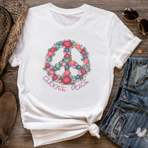 Peace Pretty Floral Retro Boho Inspirivity T-Shirt