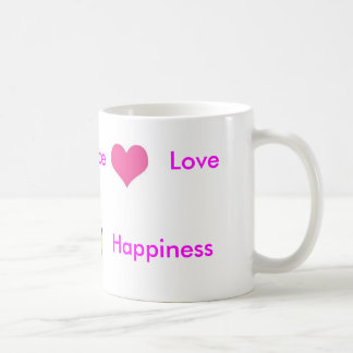 peace pretty heart, Peace, Love, Happi... Coffee Mug