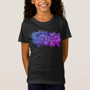 Peace Psychedelic Neon Pink Purple Funky Word Art T-Shirt