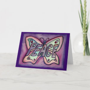 Peace Purple Butterfly Art Greeting or Note Cards