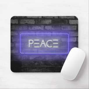 PEACE Purple Neon Sign Mouse Pad