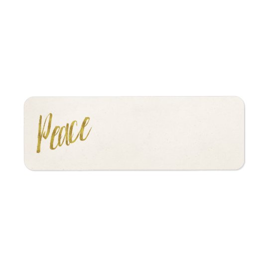Peace Quote Faux Gold Foil Sparkly Template Custom Return Address Label
