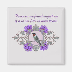Peace Quote with Hummingbird Magnet