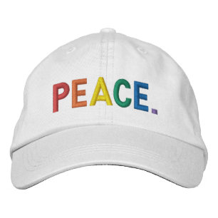 Peace rainbow colours typography lgbtq pride embroidered hat