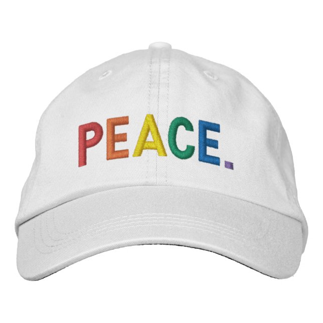 Peace rainbow colours typography lgbtq pride embroidered hat (Front)