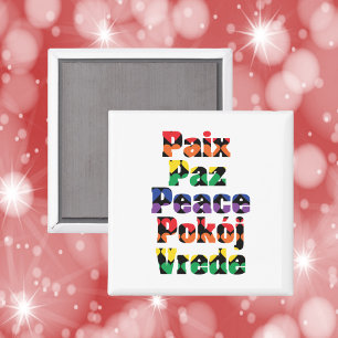 Peace Rainbow Hearts Pattern Magnet