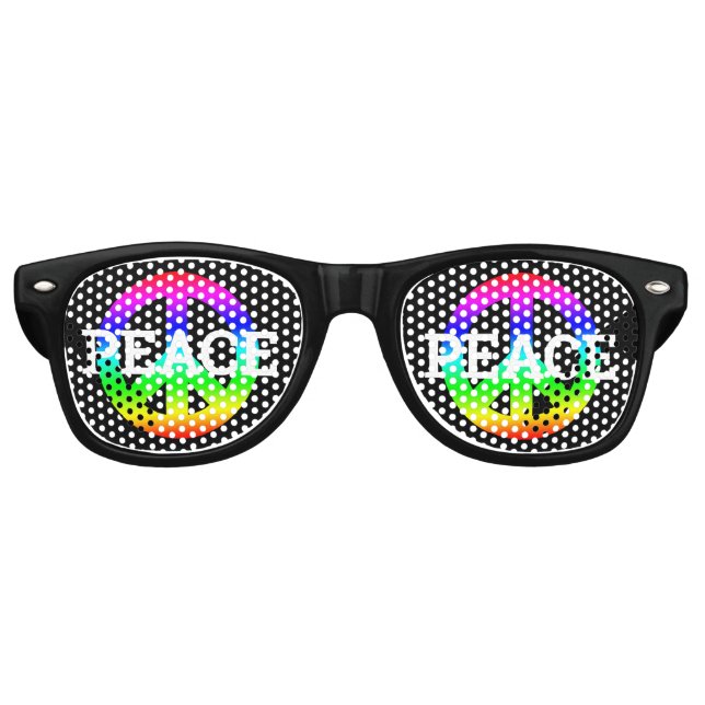 PEACE rainbow retro Shades / Fun Party Sunglasses (Front)