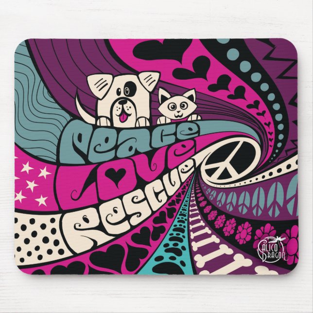 Peace, Rescue by Calico Dragon Mouse Mat (Front)