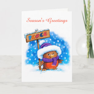 Peace Robin cute christmas card